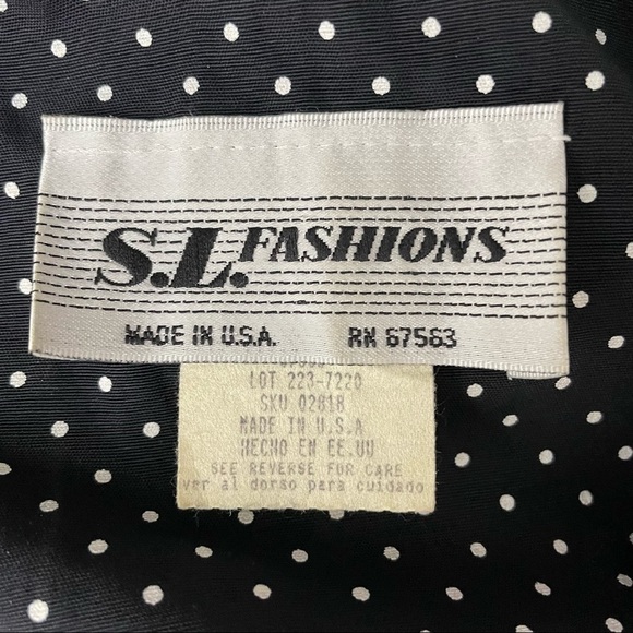 SL Fashions Vintage 80's 90's Black White Polkadot Midi Sheath Dress Rockabilly - Picture 8 of 9